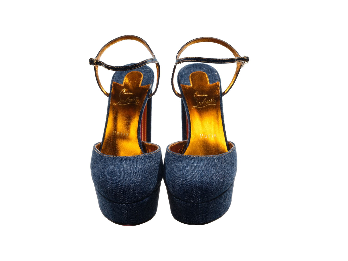 Coluna Denim Navy Blue Platform Heel Pumps