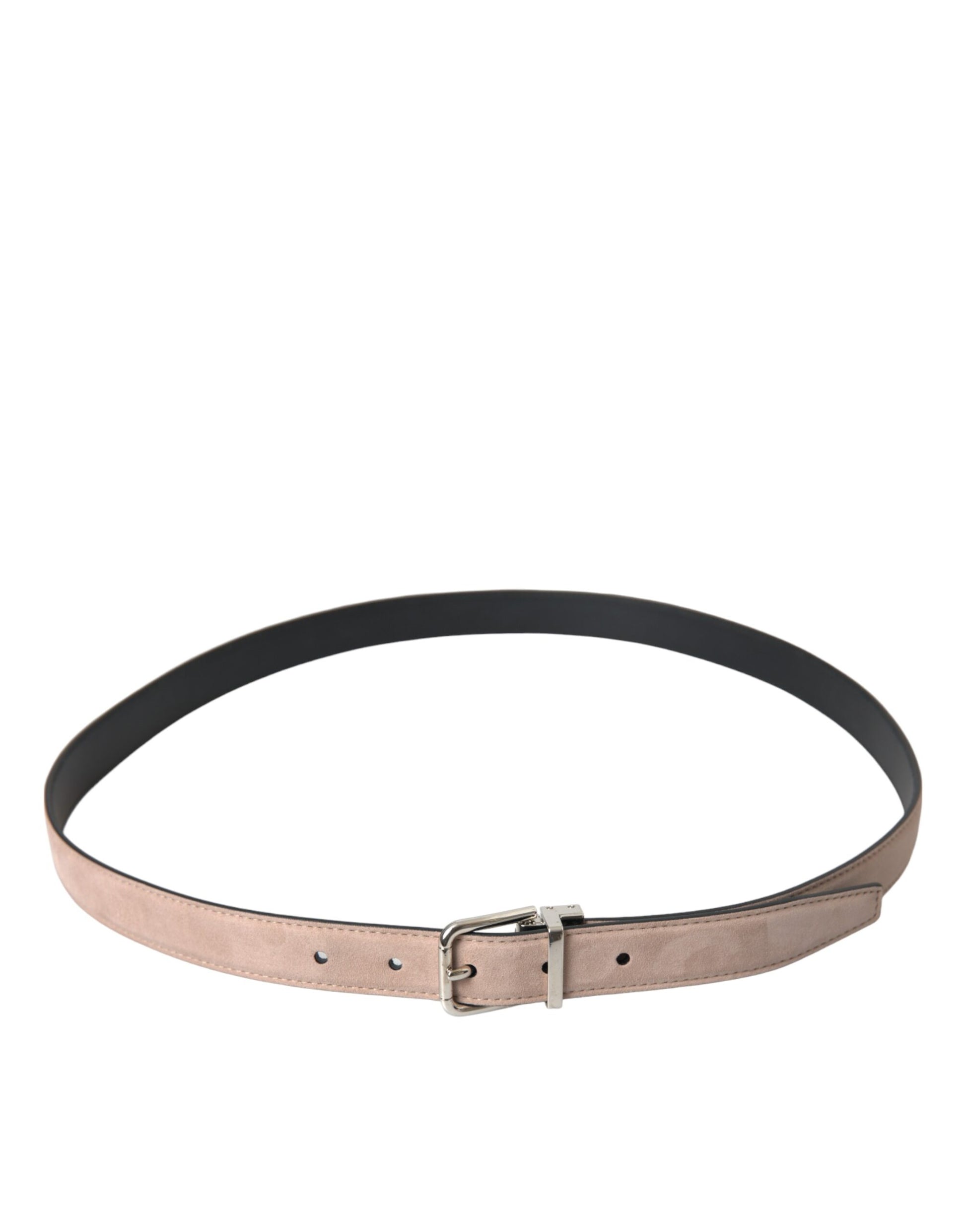 Beige Suede Leather Silver Buckle Belt Men