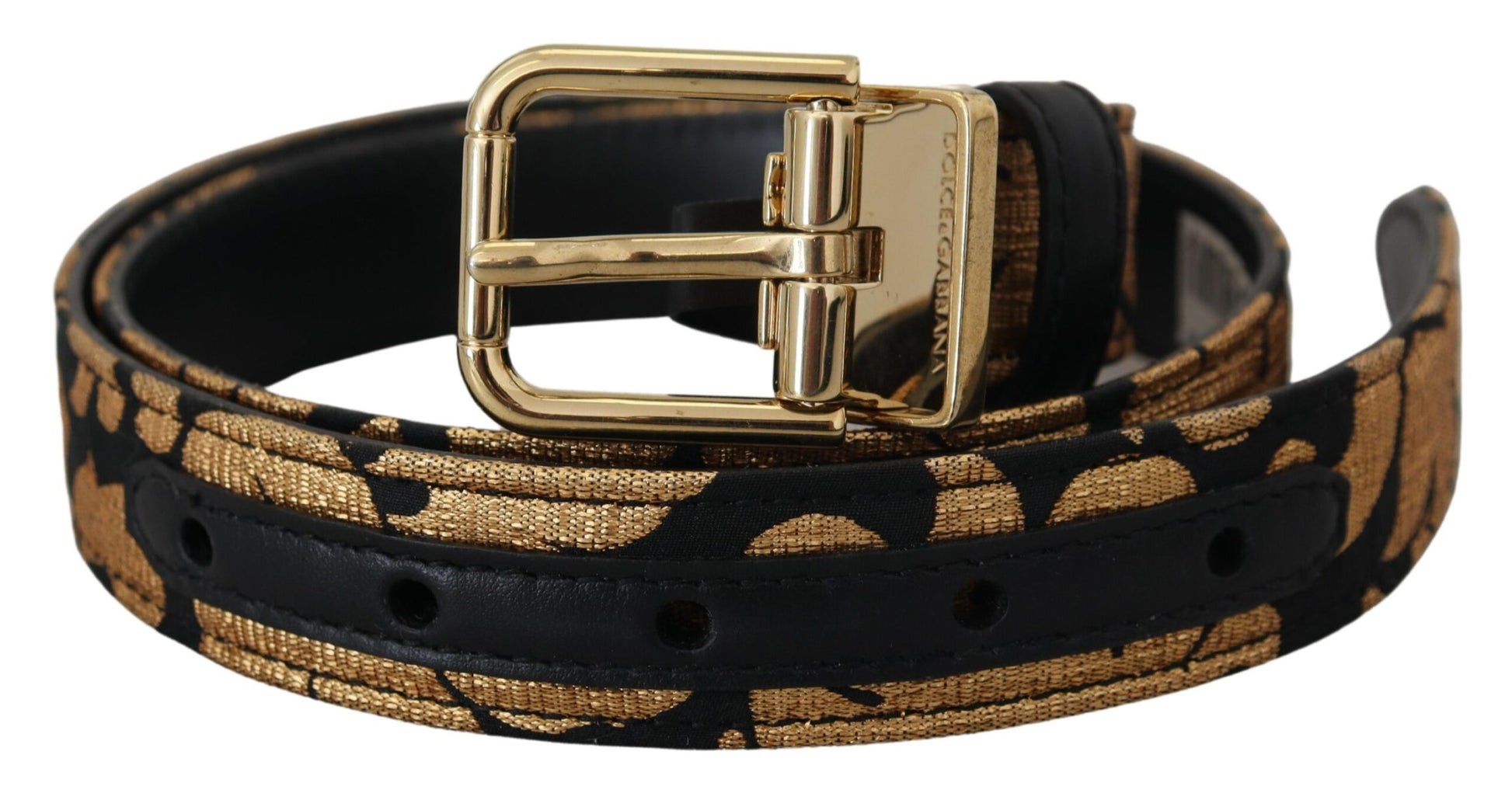 Multicolor Jacquard Leather Logo Buckle Belt