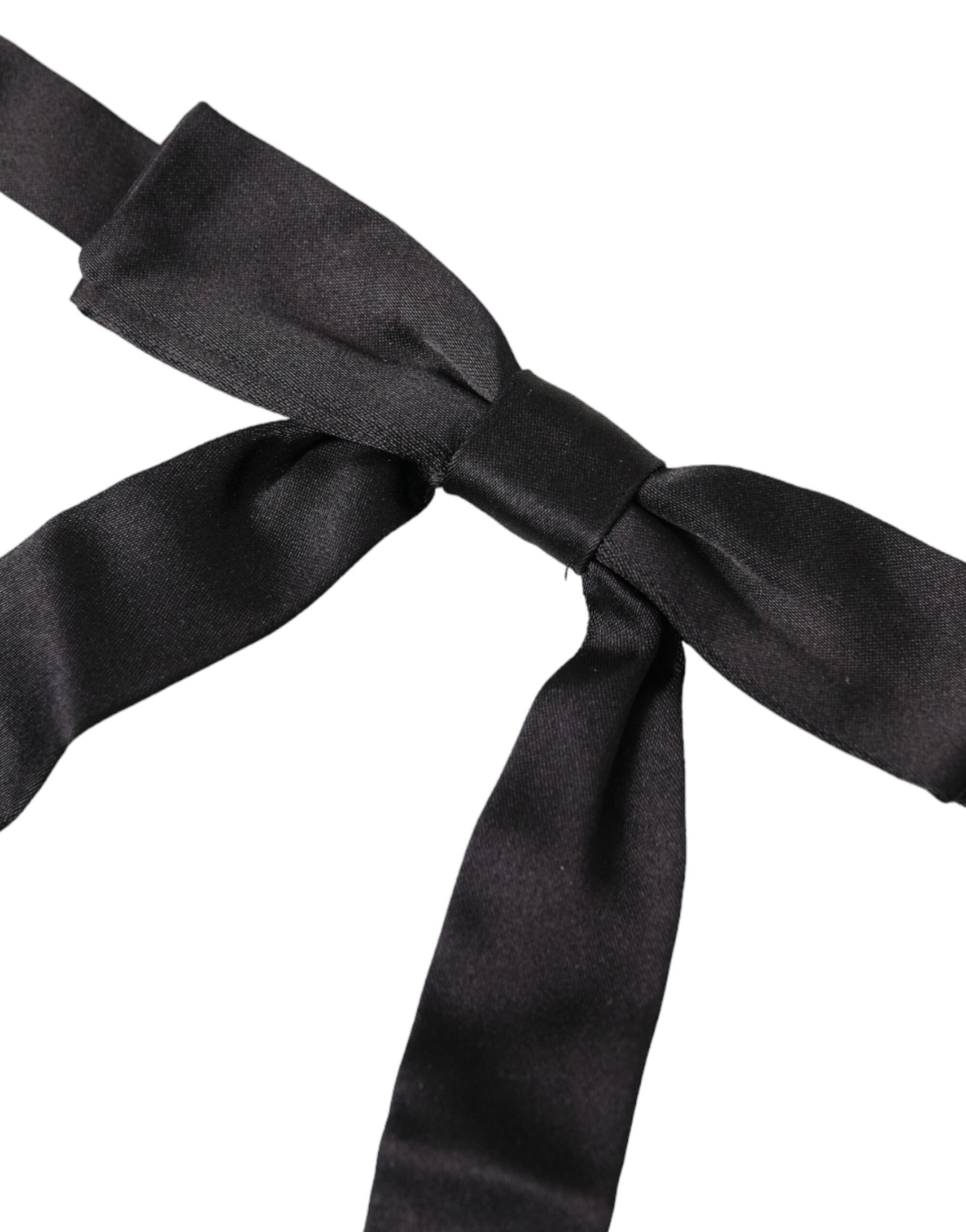 Black Ribbon Silk Adjustable Neck Bow Tie