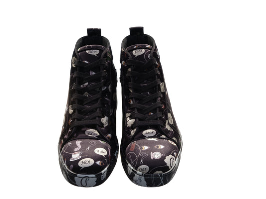 Louis Orlato Flat Crepe Satin Weapons Print High Top Sneakers