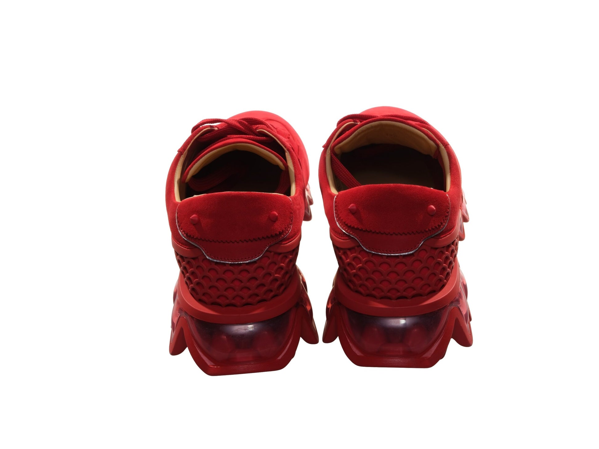 Loubishark Flat Red Suede Laceup Sneakers