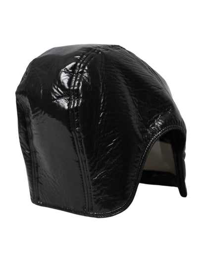 Black Leather Helmet Visor Bucket Hat Men