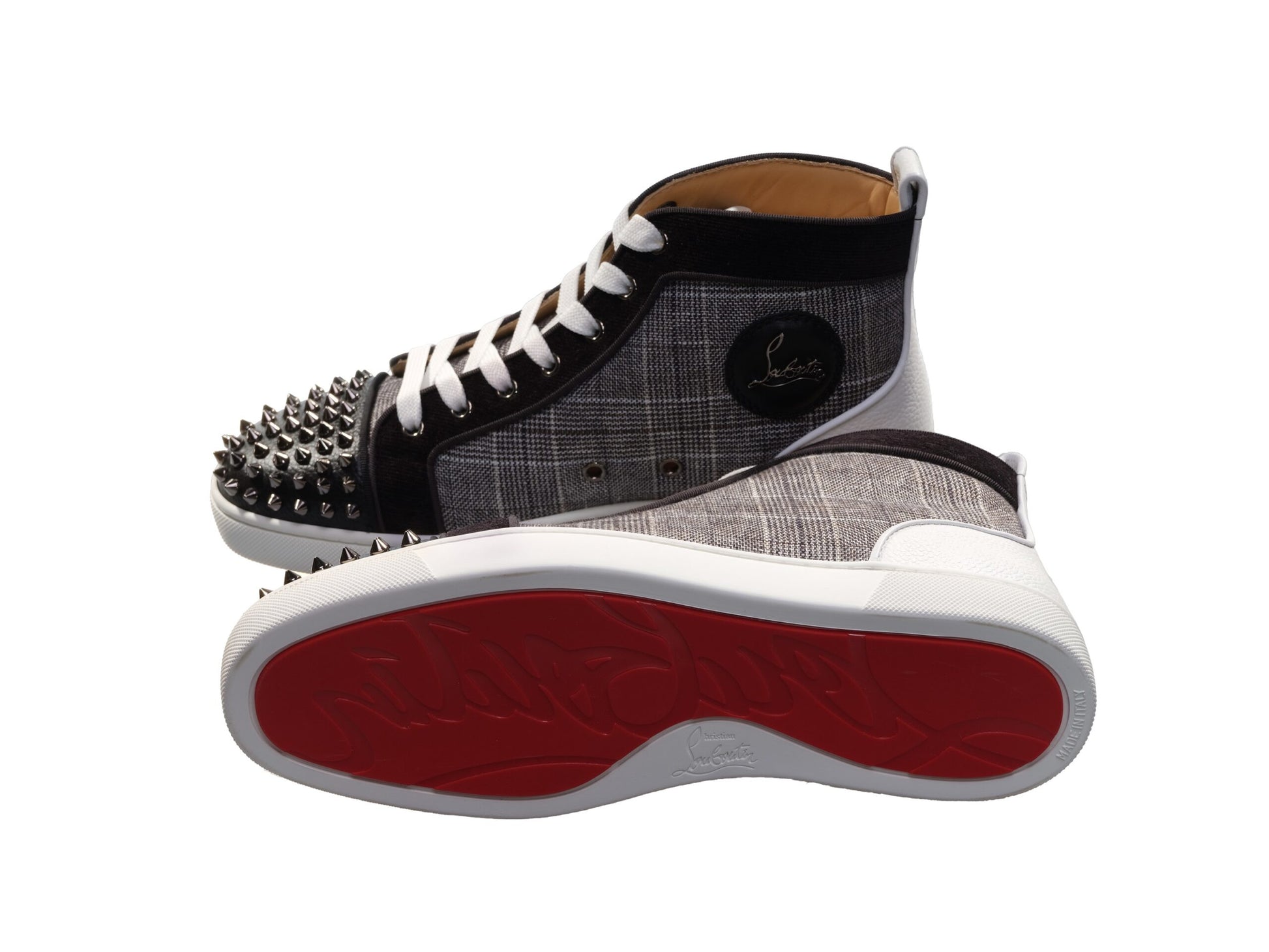 Lou Spikes Orlato Flat Contrast and Studded High Top Sneakers