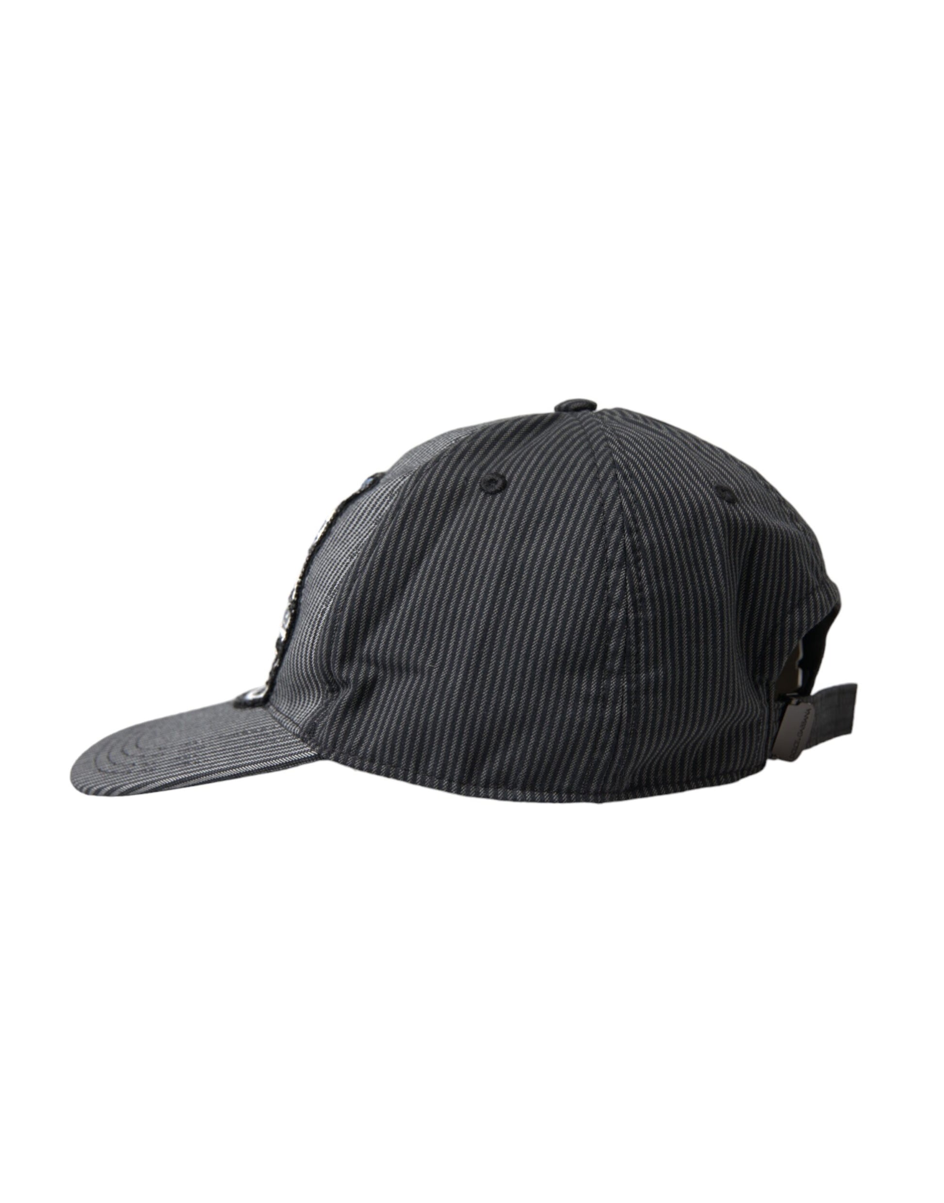 Black Cotton Embellished Baseball Hat Men