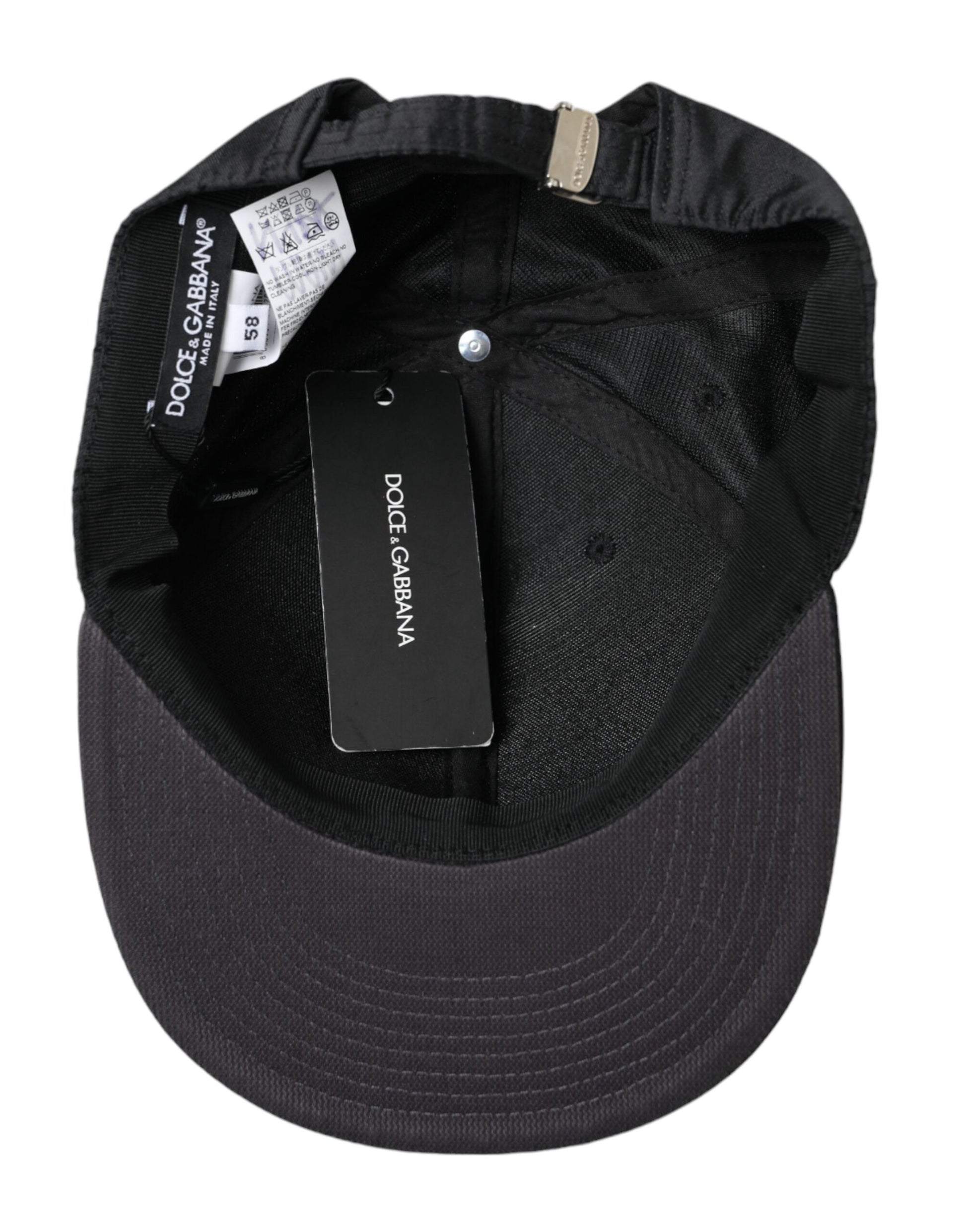 Black Silk Cotton Logo Baseball Hat Men