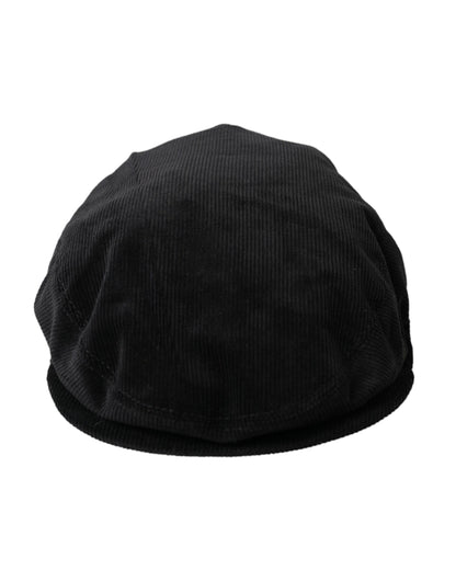 Black Corduroy Crown Newsboy Hat Men