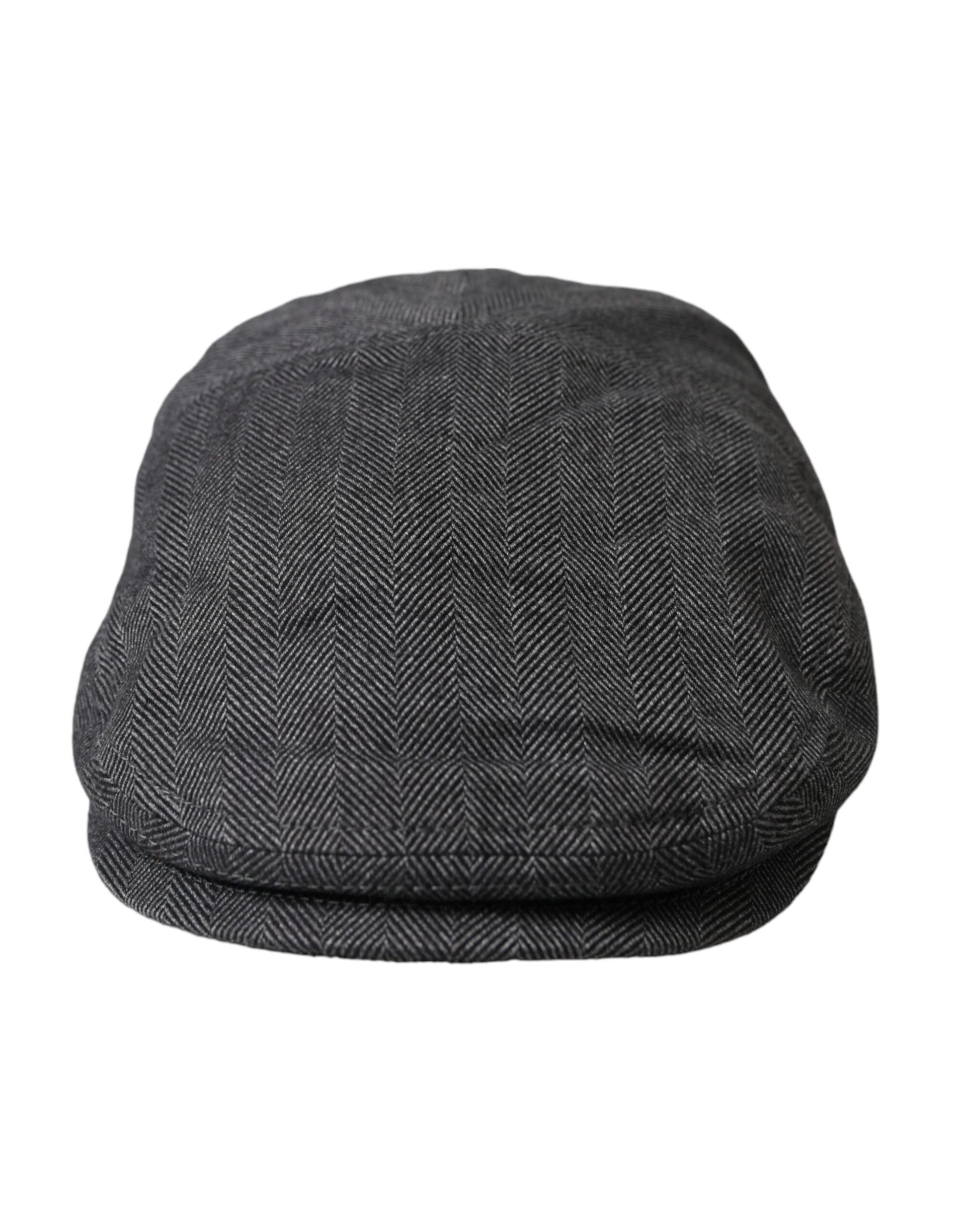 Gray Herringbone Crown Newsboy Hat Men