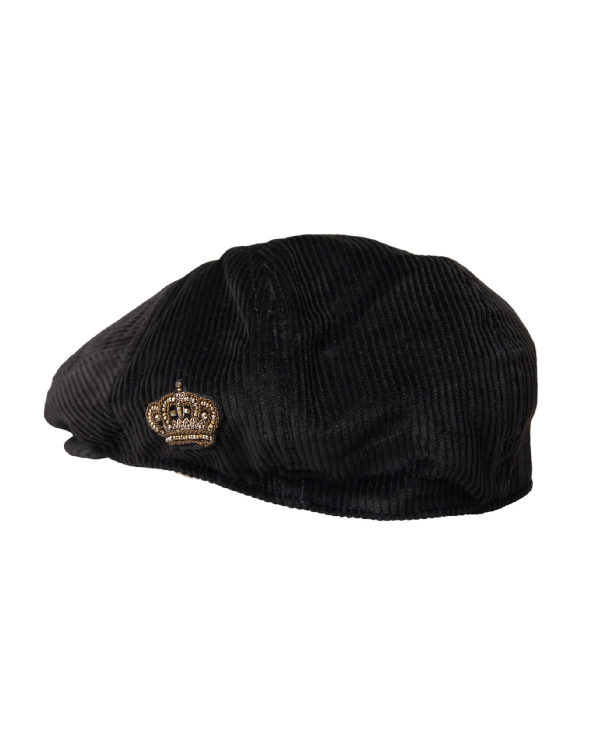 Black Corduroy Crown Newsboy Hat Men