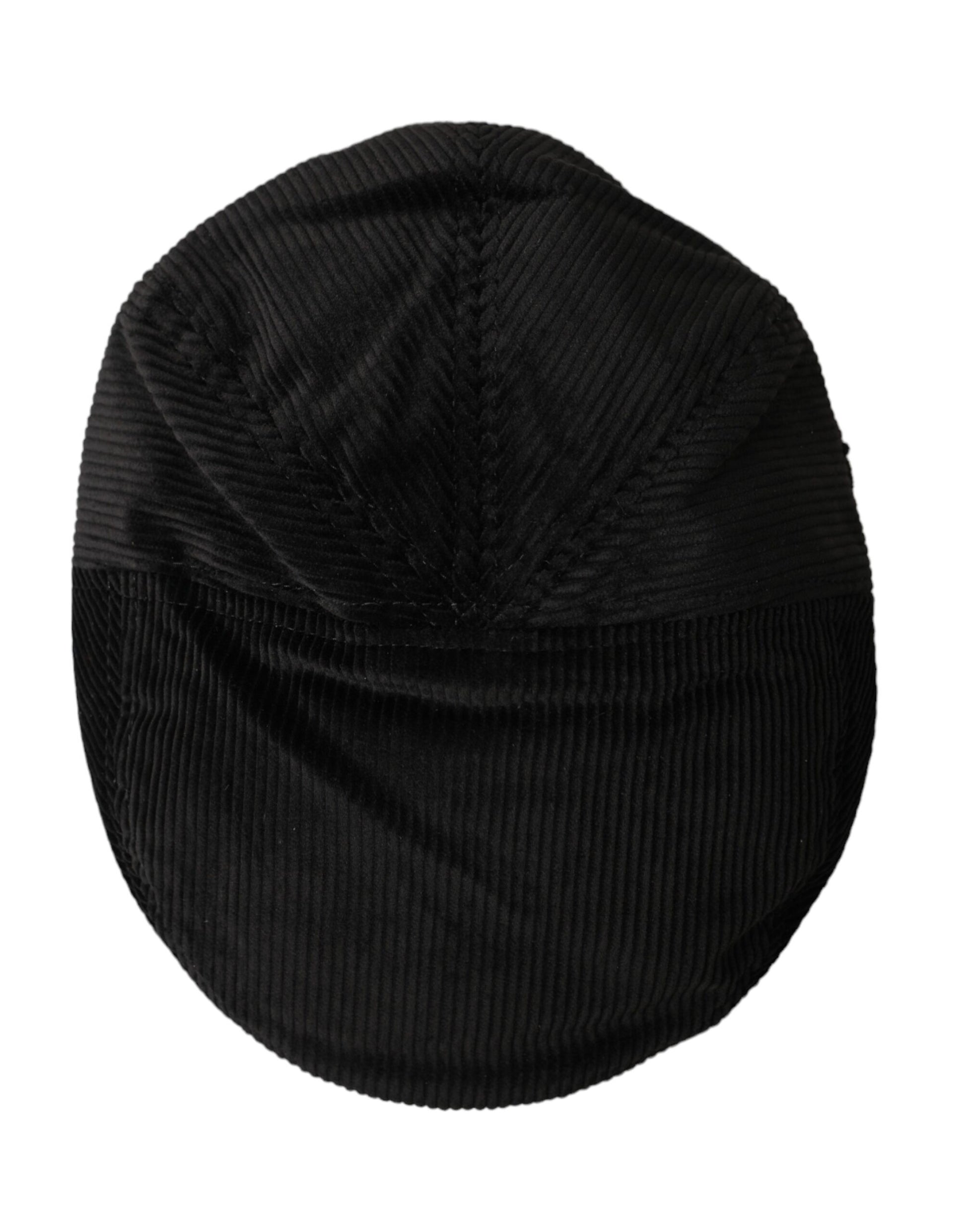 Black Corduroy Crown Newsboy Hat Men