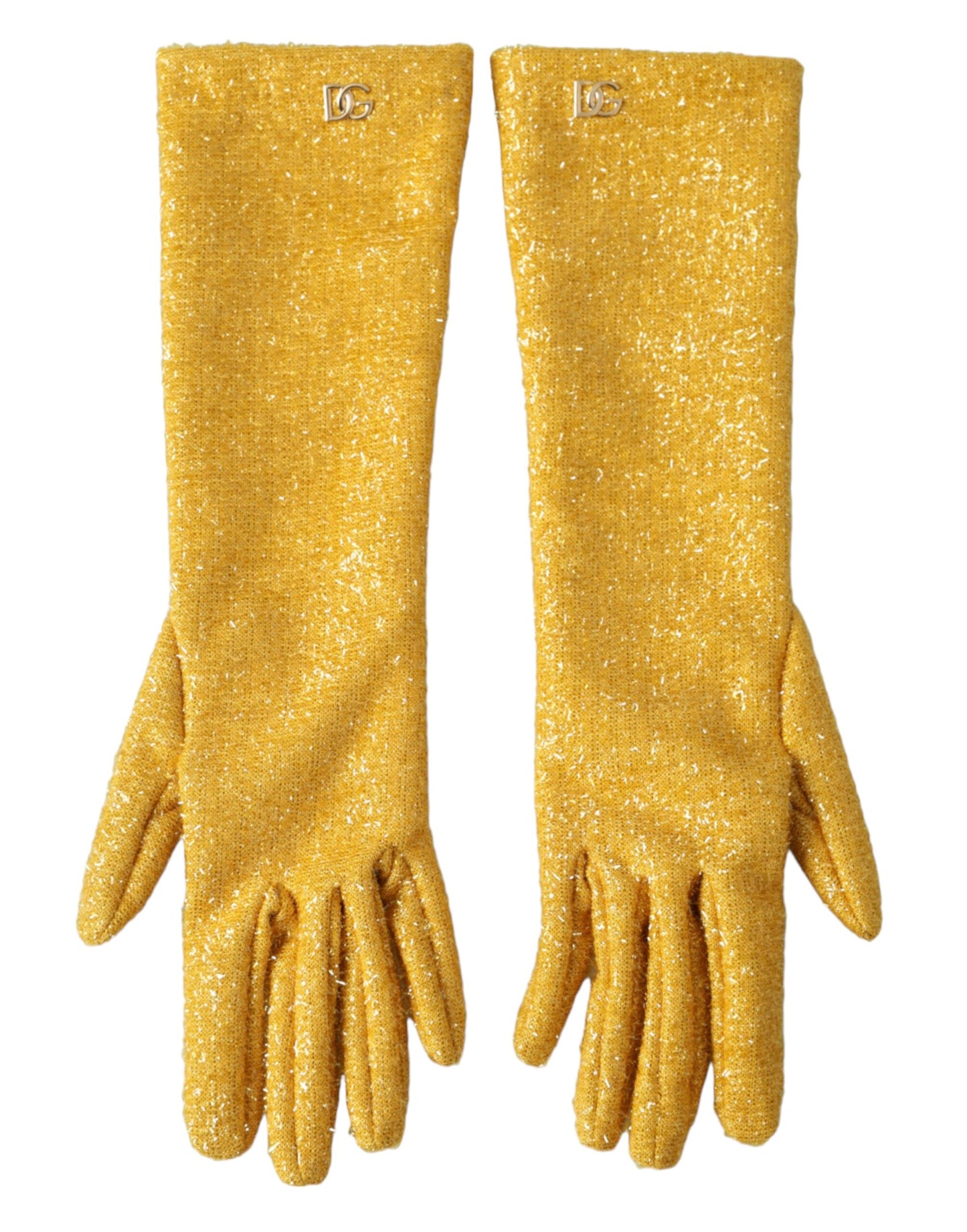 Gold Lurex Fantasia Mid Arm Length Gloves