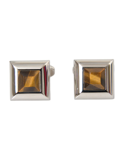 Silver Plated Brass Pin Crystal Cufflinks