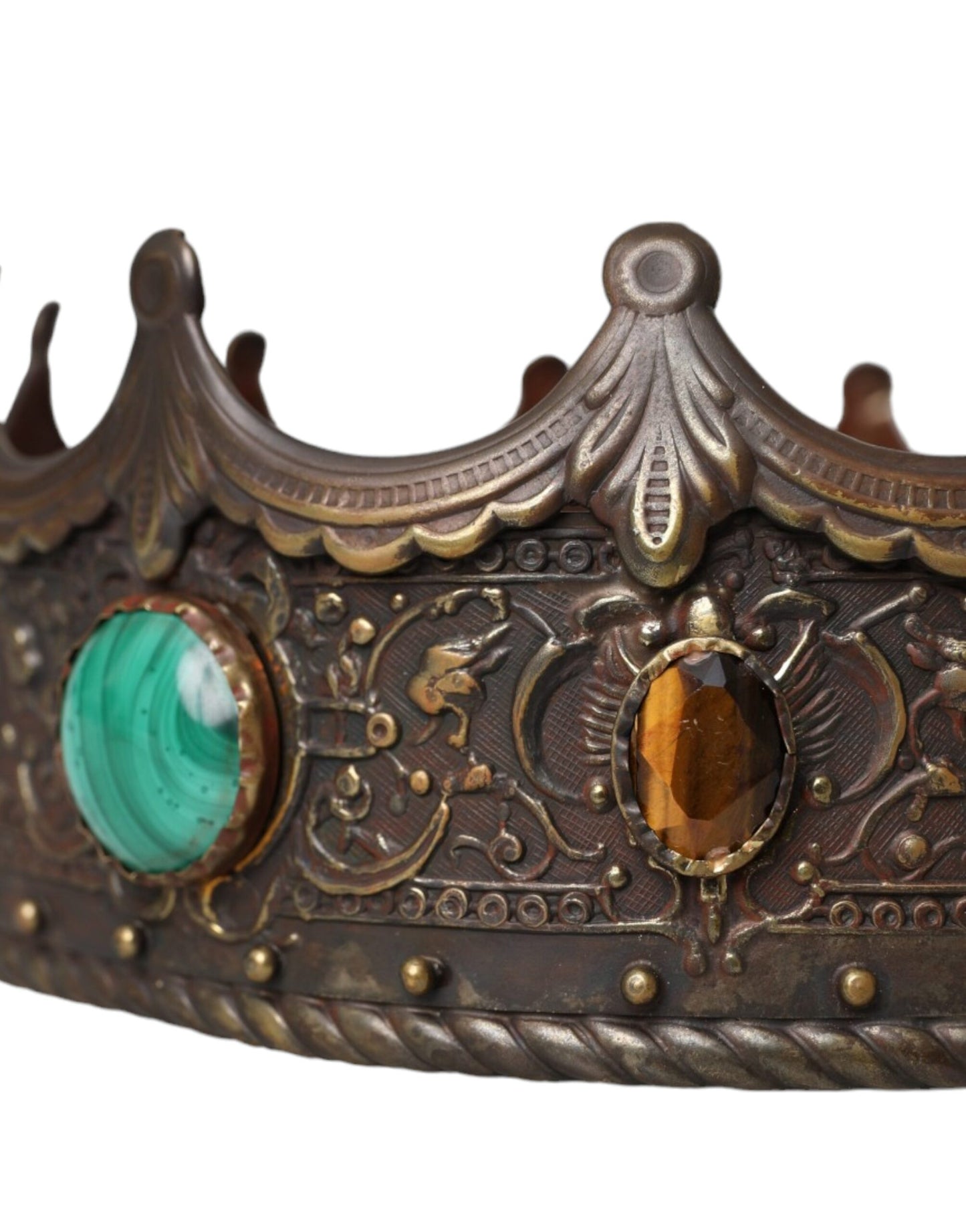 Bronze Brass Multicolor Crystal Crown Tiara Hat