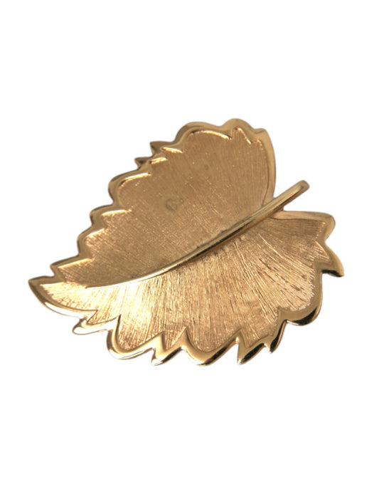 Gold Brass Leaf Embellished Jewelry Brooch Hair Pin