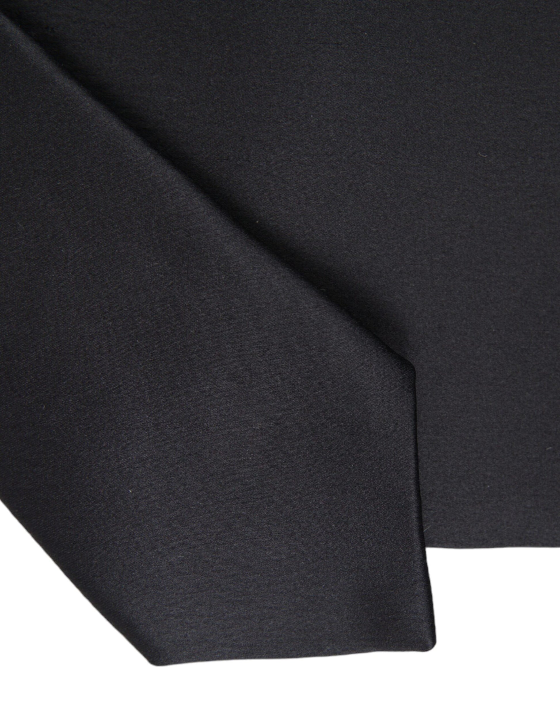 Black Solid Silk Adjustable Tie Men