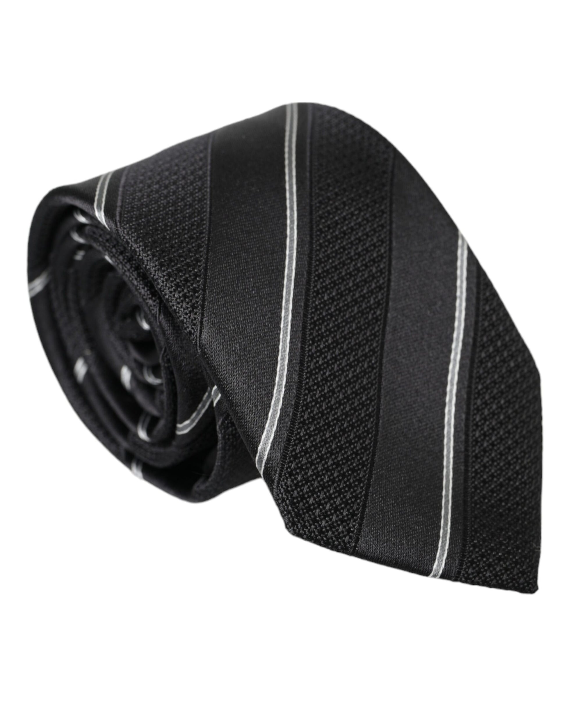 Black White Stripes Silk Adjustable Tie