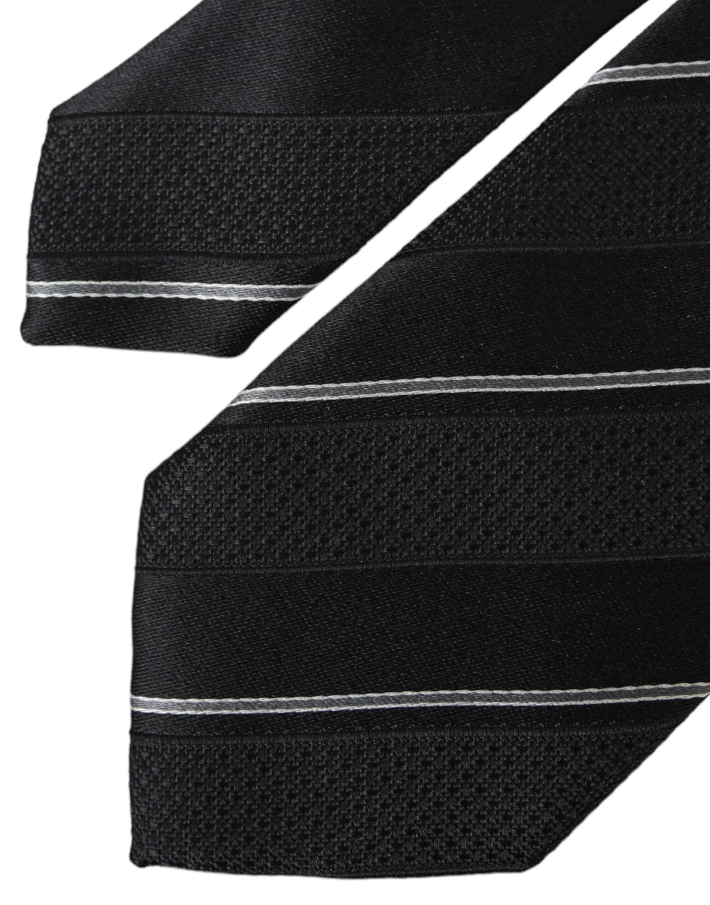 Black White Stripes Silk Adjustable Tie