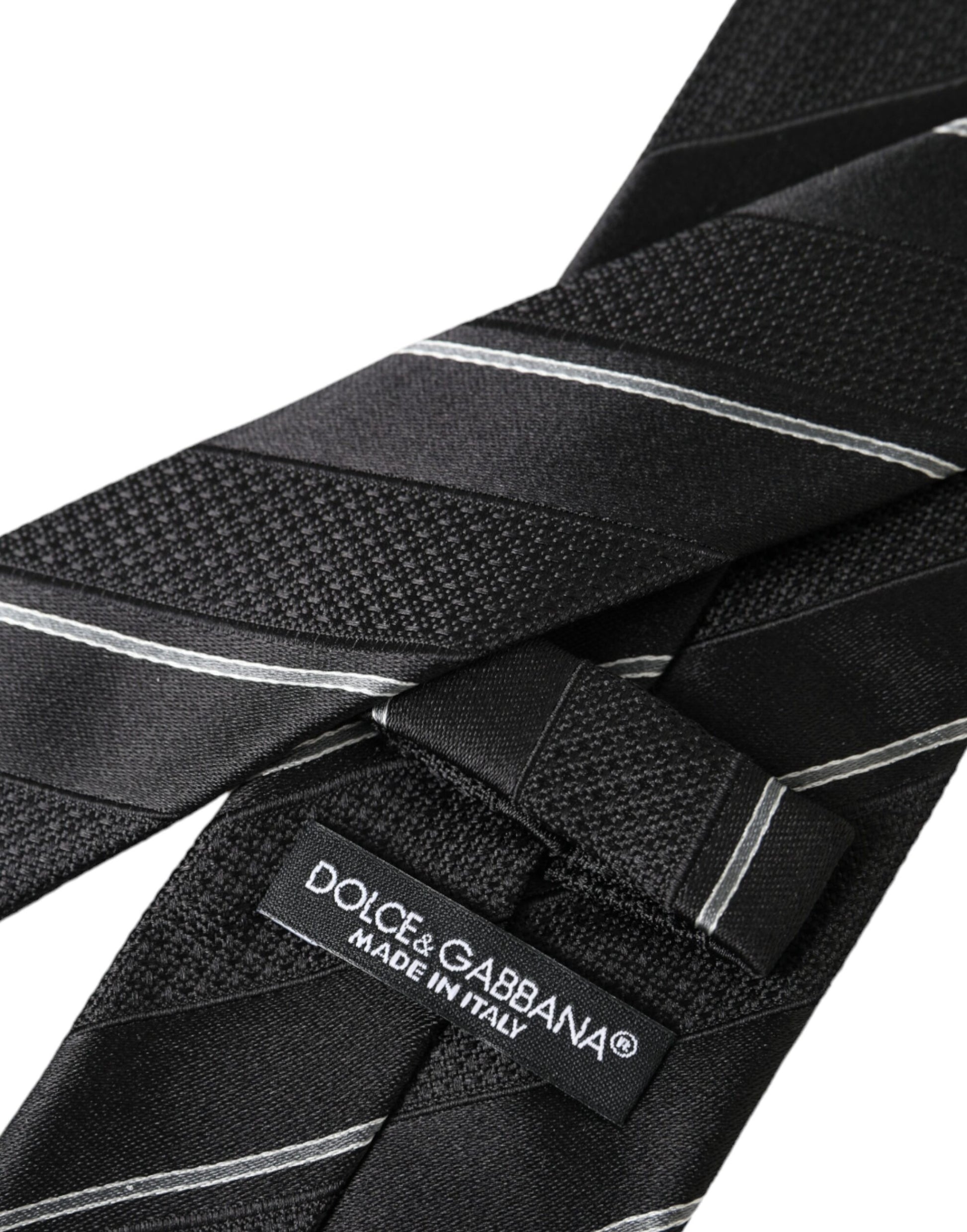 Black White Stripes Silk Adjustable Tie