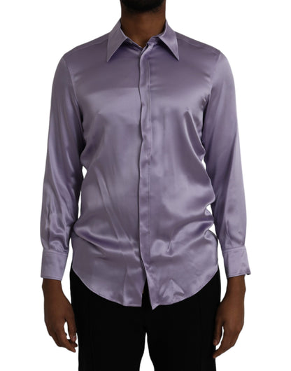 Purple Satin Silk Formal Dress MARTINI Shirt