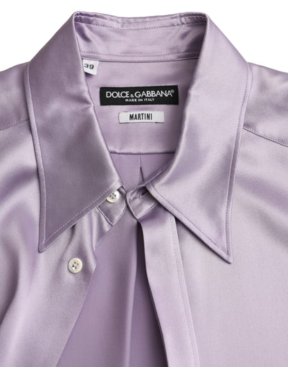 Purple Satin Silk Formal Dress MARTINI Shirt