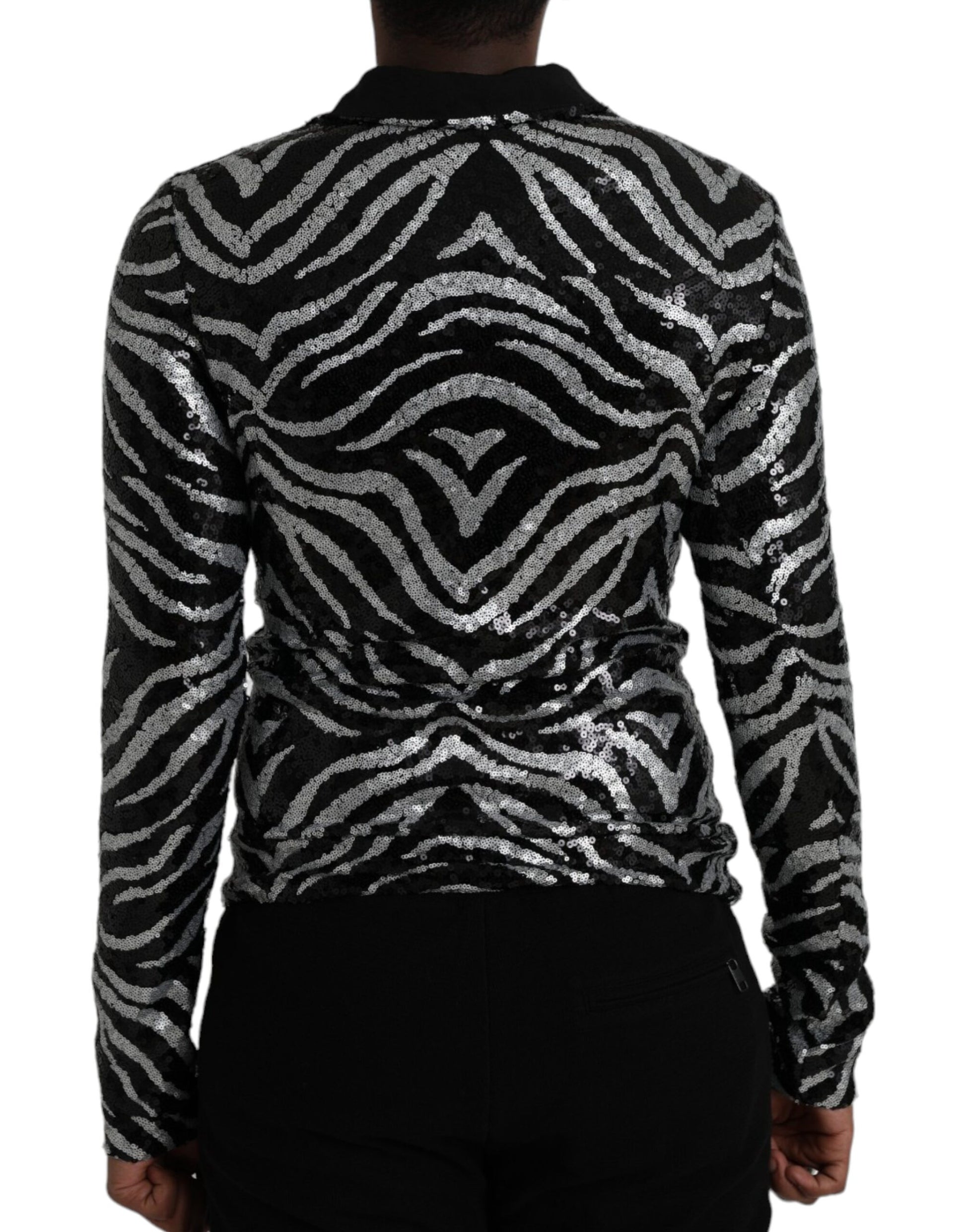 Black Silver Sequined Polyester Sweater