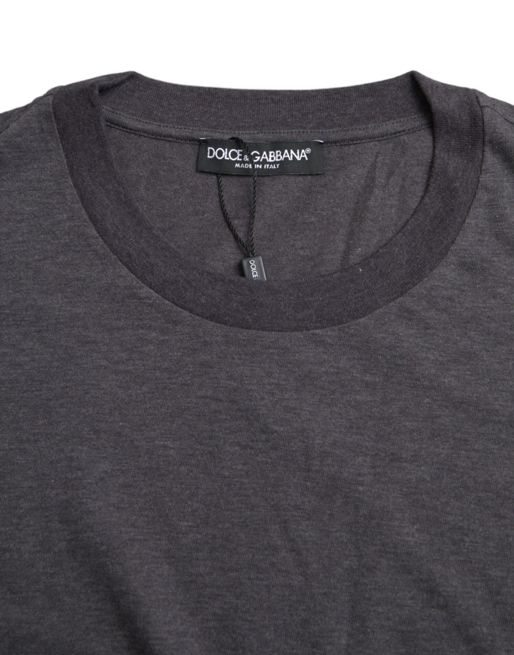 Gray Cotton Round Neck Short Sleeve T-shirt