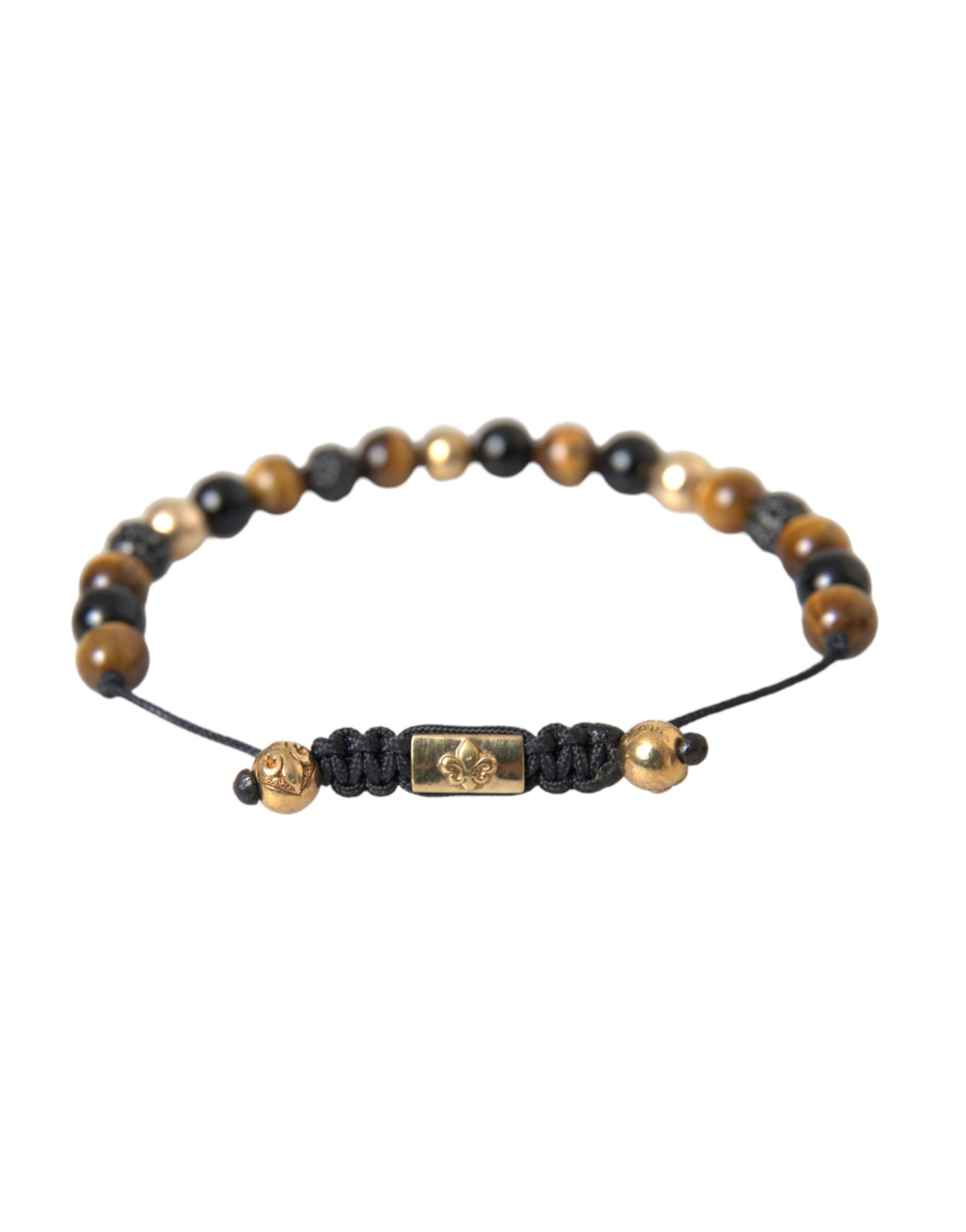 CZ Ball Tiger Eye Stone Copper Beaded Men Bracelet