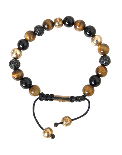 CZ Ball Tiger Eye Stone Copper Beaded Men Bracelet