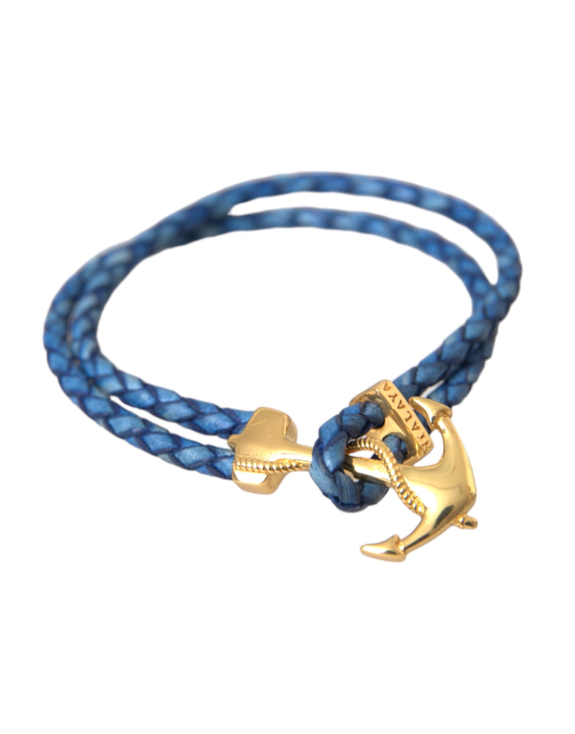 Blue Gold Anchor 925 Silver Charm Bracelet Mens