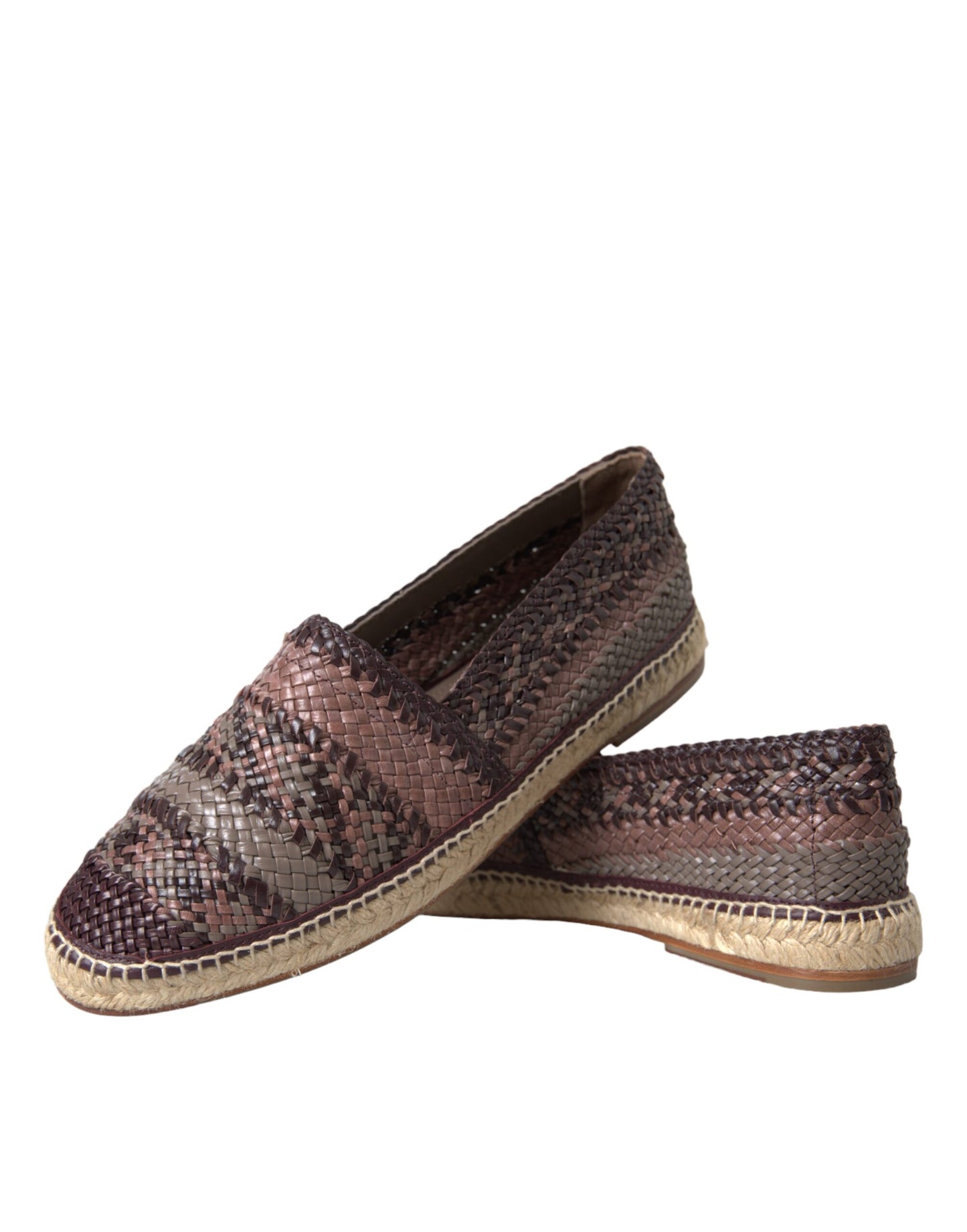 Brown Buffalo Leather Espadrille Flats Shoes