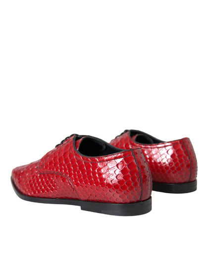 Red Textured Varnished Derby Men Formal Shoes