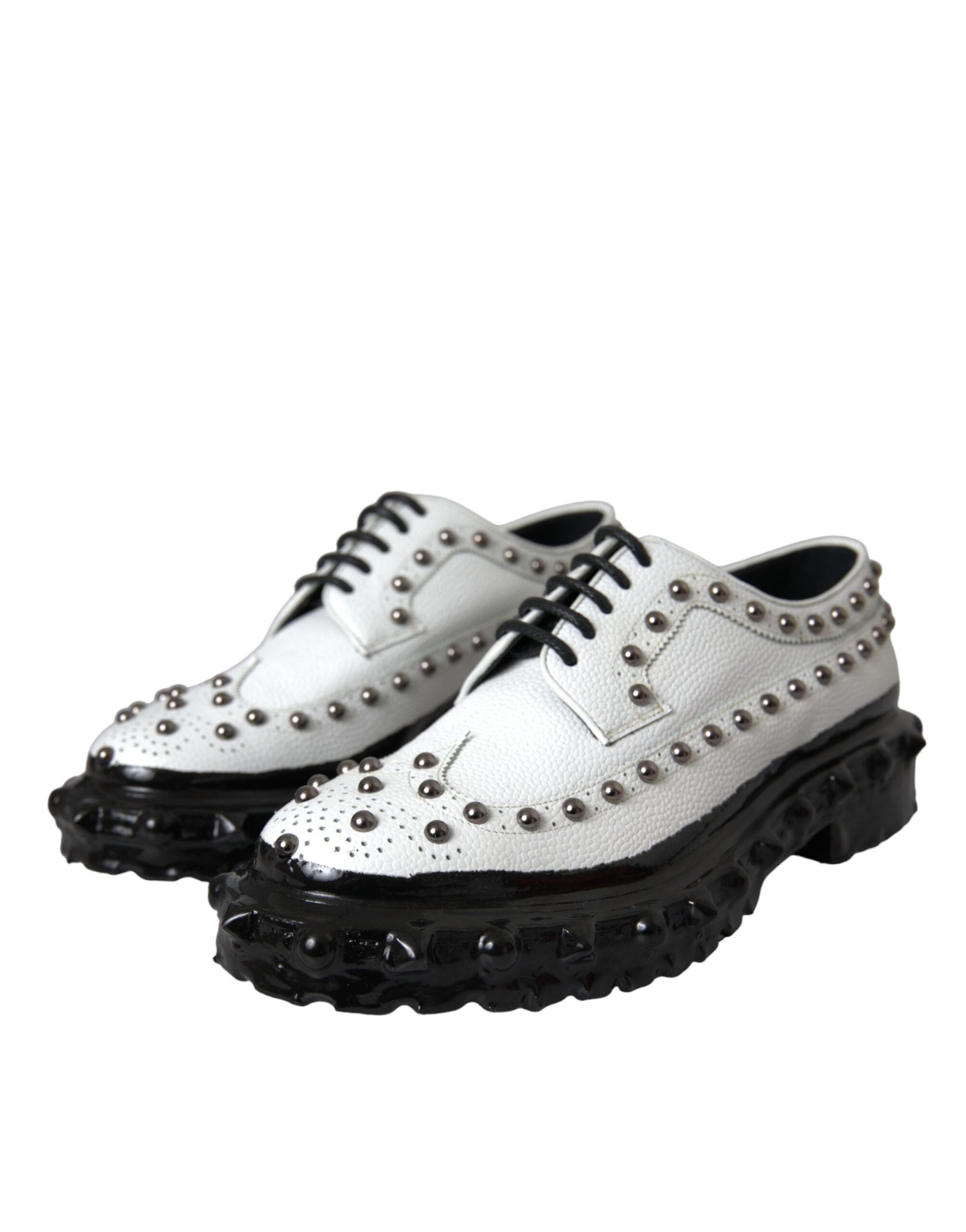 Black White Embellished Derby Formal Shoes