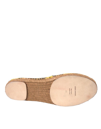 Multicolor Lemon Slip On Espadrilles Shoes