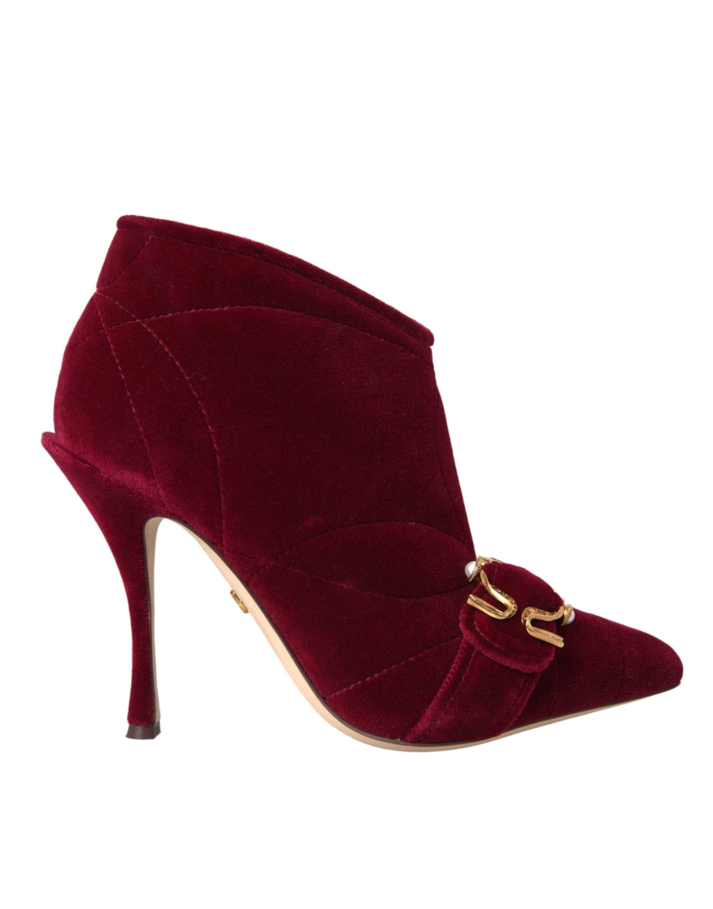 Dark Red Velvet Devotion Buckle Boots Shoes