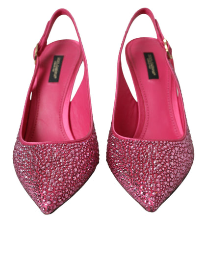 Pink Strass Crystal Heels Slingbacks Shoes