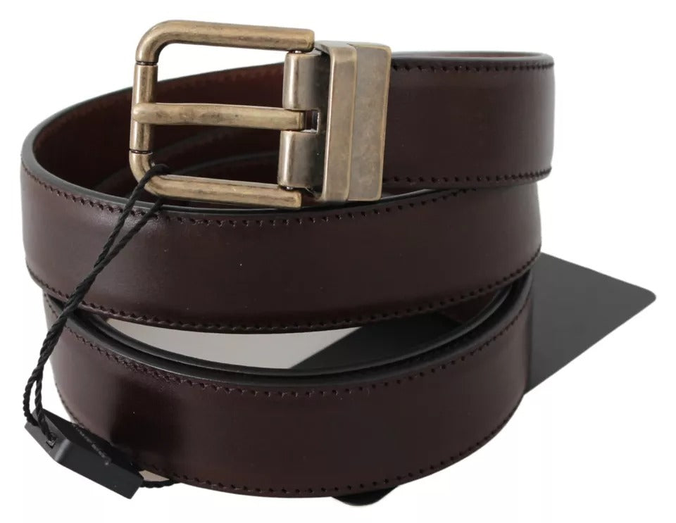 Brown Leather Gold Buckle Men Belt