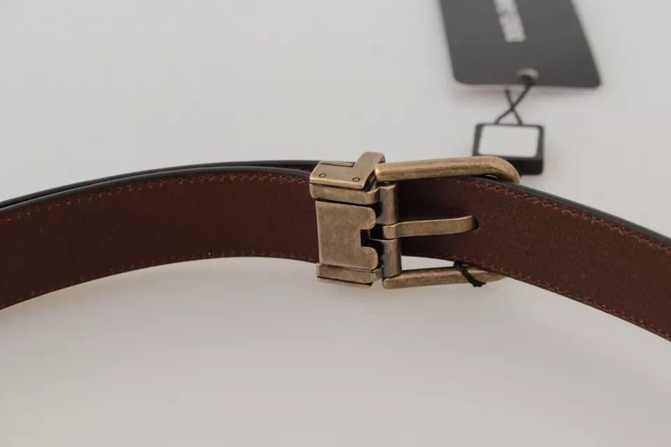 Brown Leather Gold Buckle Men Belt