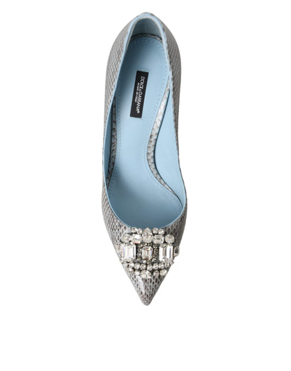 Light Blue Exotic Leather Crystal Bellucci Shoes