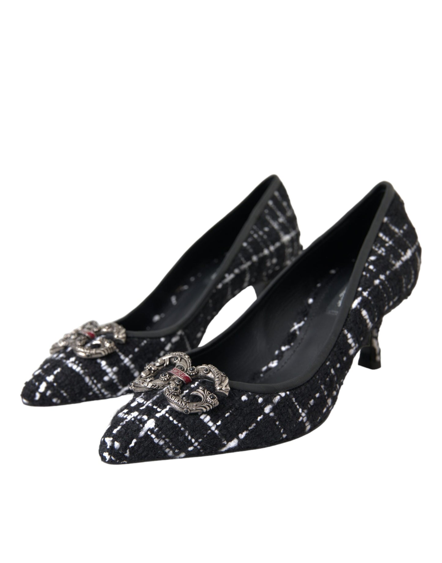 Black White Tweed DG Amore Heels Pumps Shoes