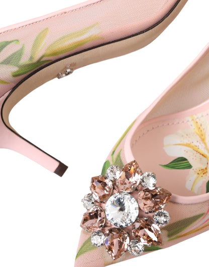 Pink Floral Crystal Bellucci Pumps Shoes