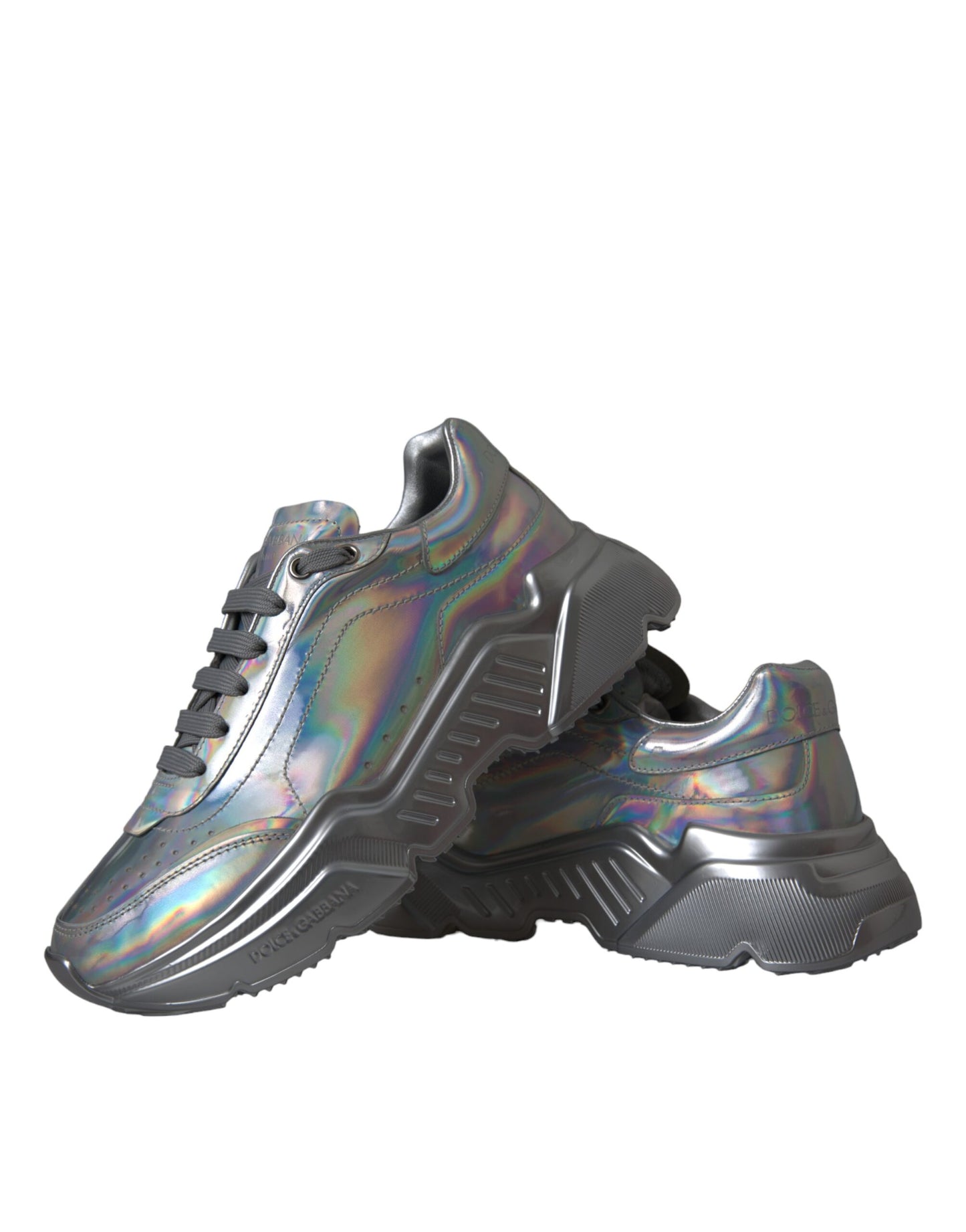 Silver Iridescent DAYMASTER Leather Sneakers Shoes