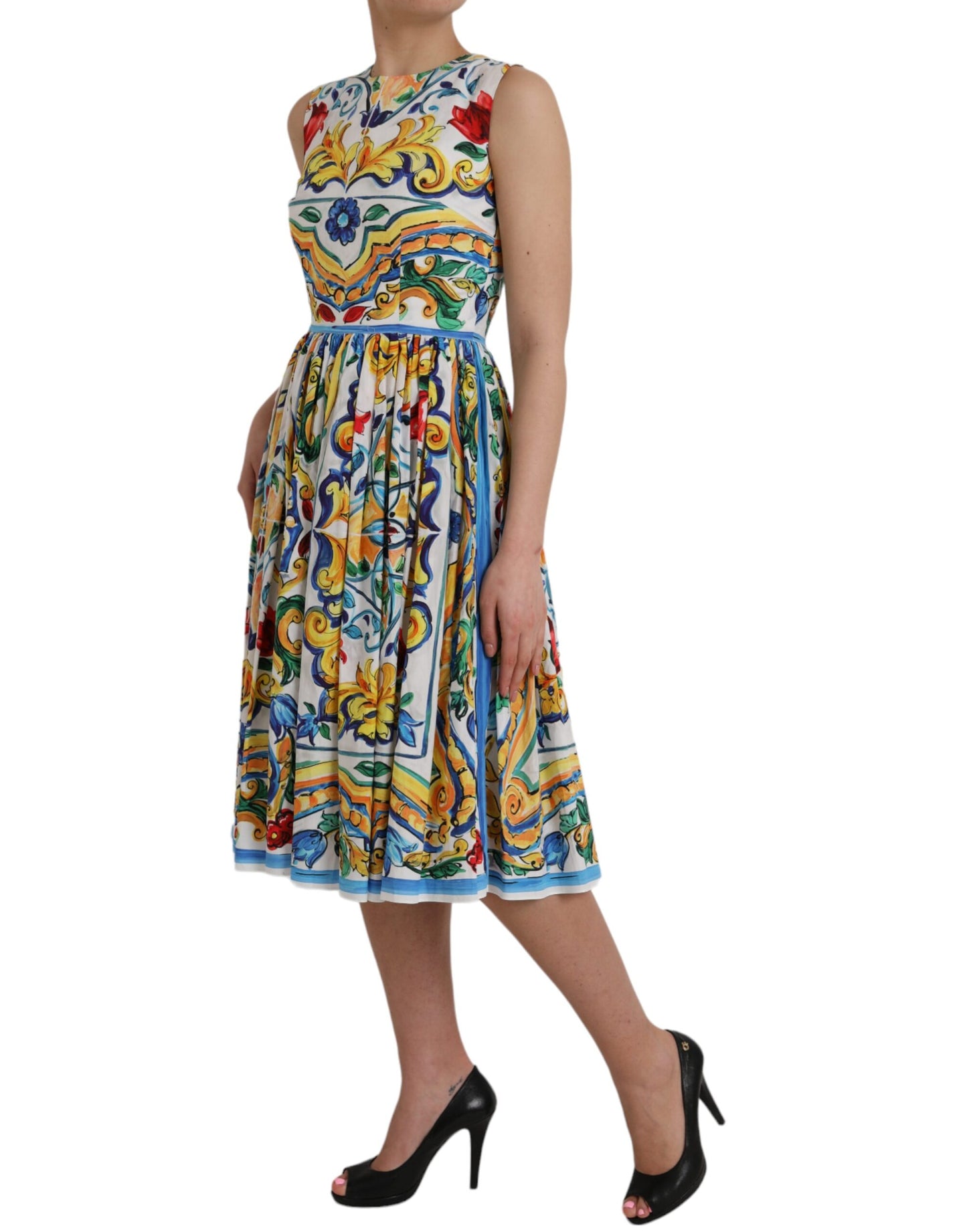 Multicolor Majolica A-line Sleeveless Dress