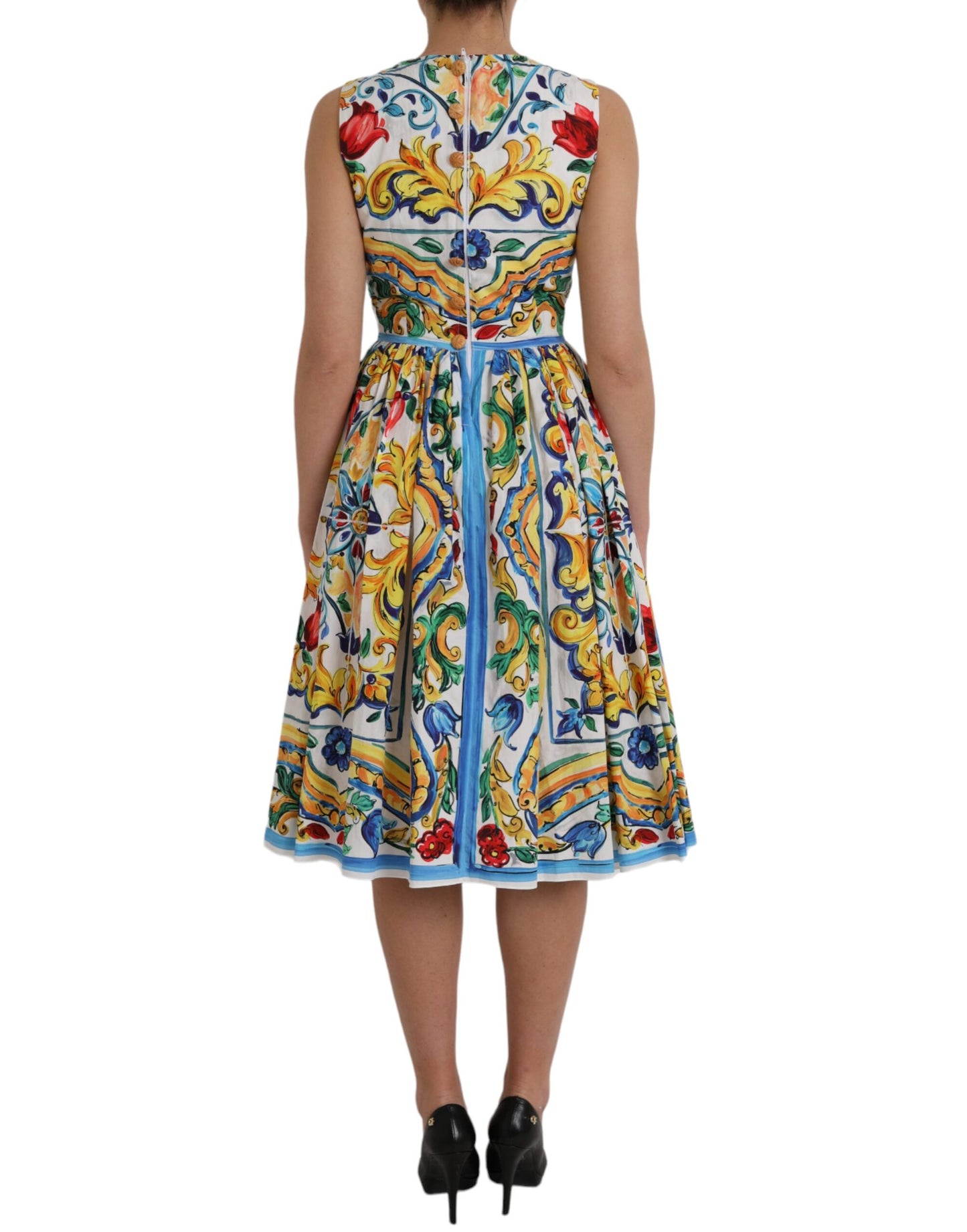 Multicolor Majolica A-line Sleeveless Dress