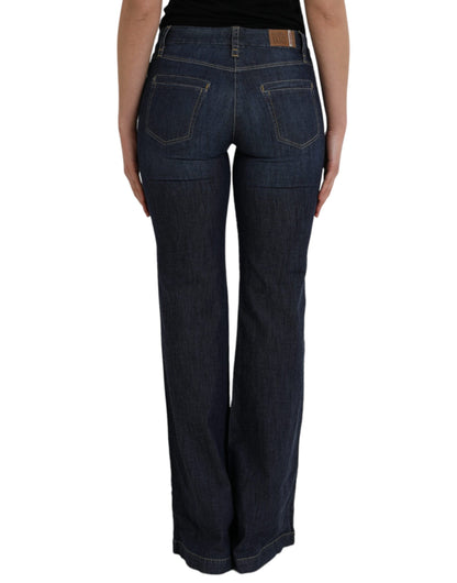 Dark Blue Cotton Bootcut Denim Jeans