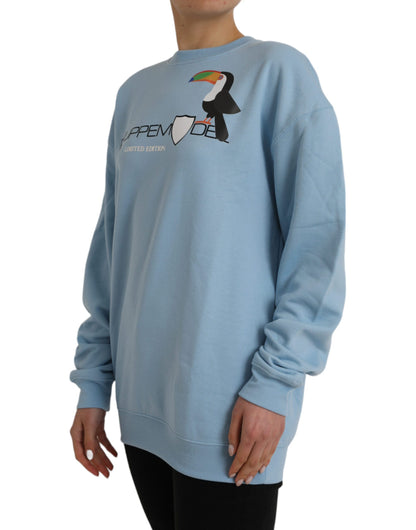 Light Blue Cotton Logo Long Sleeves Pullover Sweater