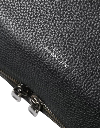 Black Pebbled Leather Edge Shoulder Strap Men Bag