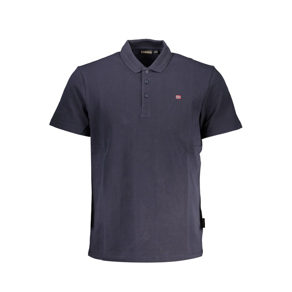 Chic Blue Cotton Polo With Emblematic Detail