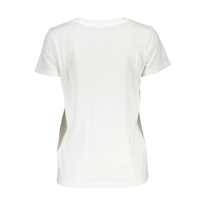 Chic White V-Neck Logo Tee