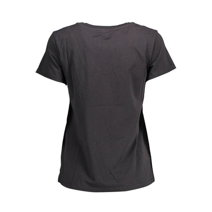 Chic V-Neck Cotton Tee with Emblematic Appeal