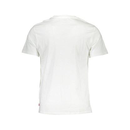 Crisp White Crew Neck Cotton Tee with Logo Print